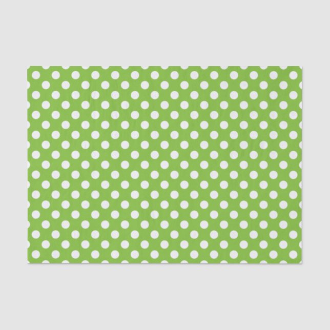 Green und White Polka Dots Seidenpapier (Vorderseite)