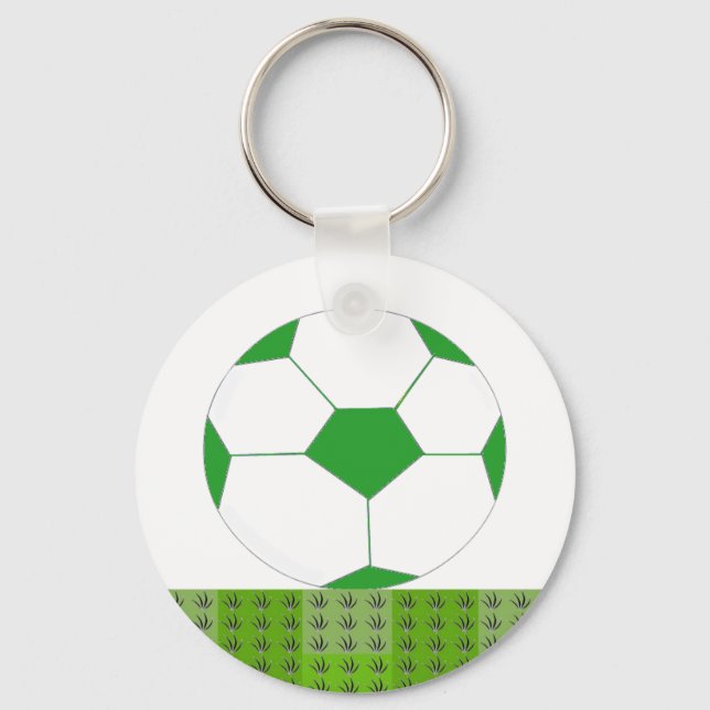Green und White Soccer Ball Schlüsselanhänger (Vorderseite)