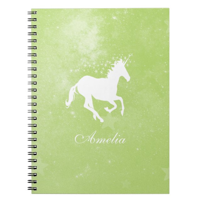 Green Unicorn Personalisiertes Notebook Notizblock (Vorderseite)