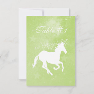 Green Unicorn Wedding Reception Table Card Einladung