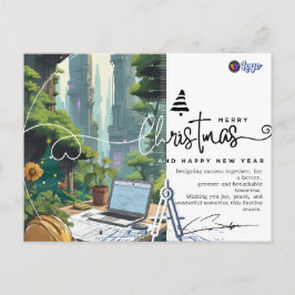 Green Urban Architect Minimalist Christmas Postkarte