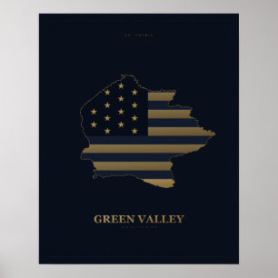 Green Valley California Silhouette-Kartenposter Poster