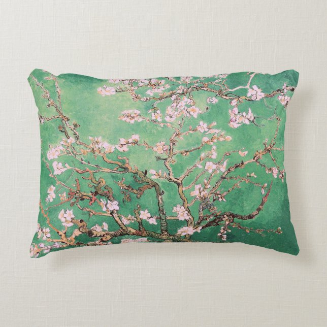 Green Van Gogh Almond Bllossoms Dekokissen (Vorderseite)