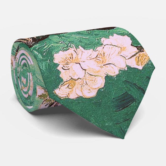 Green Van Gogh Almond Bllossoms Krawatte (Gerollt)