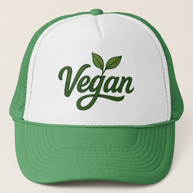Green Vegan Hat Truckerkappe (Vorderseite)