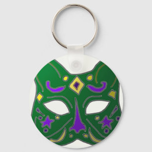 Green Venetian Cat Mask Design Keychain Schlüsselanhänger