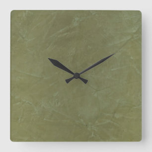 Green Venetian Plaster Square Wallclock Quadratische Wanduhr