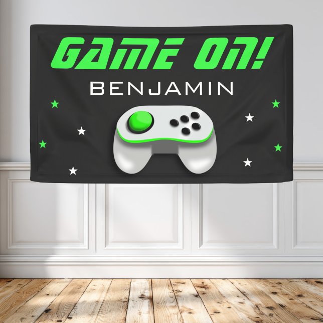 Green Video Game Birthday Party Banner (Von Creator hochgeladen)