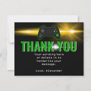 Green Video Game Party Carte de remerciements