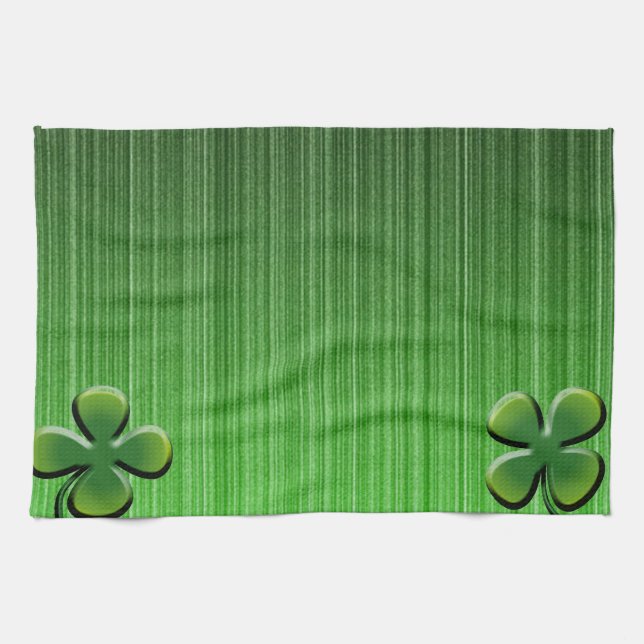 Green Vierblättriges Kleeblatt Geschirrtuch (Horizontal)