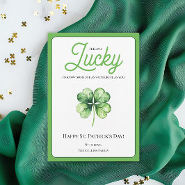 Green Vierblättriges Kleeblatt Luck Happy St Patri Feiertagskarte