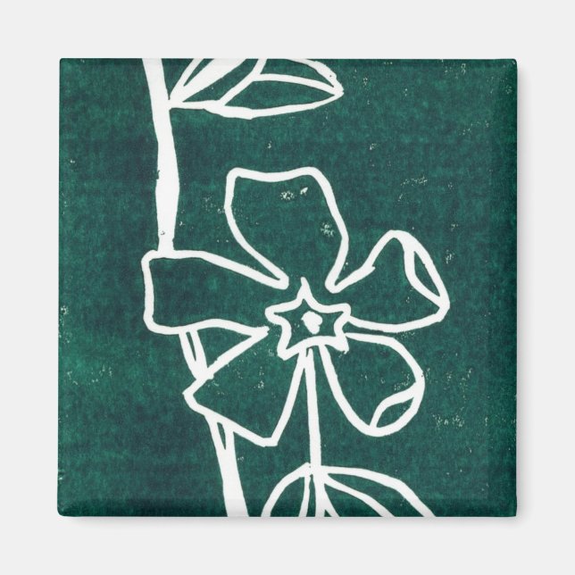 "Green Vinca" Blumenmagnet Magnet (Vorne)