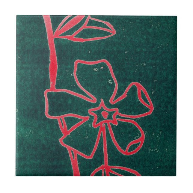 "Green Vinca Red" Kitchen Garden Keramik Tile Fliese (Vorderseite)