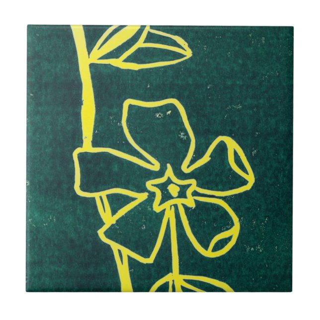 "Green Vinca Yellow" Küche Garten Keramik Tile Fliese (Vorderseite)