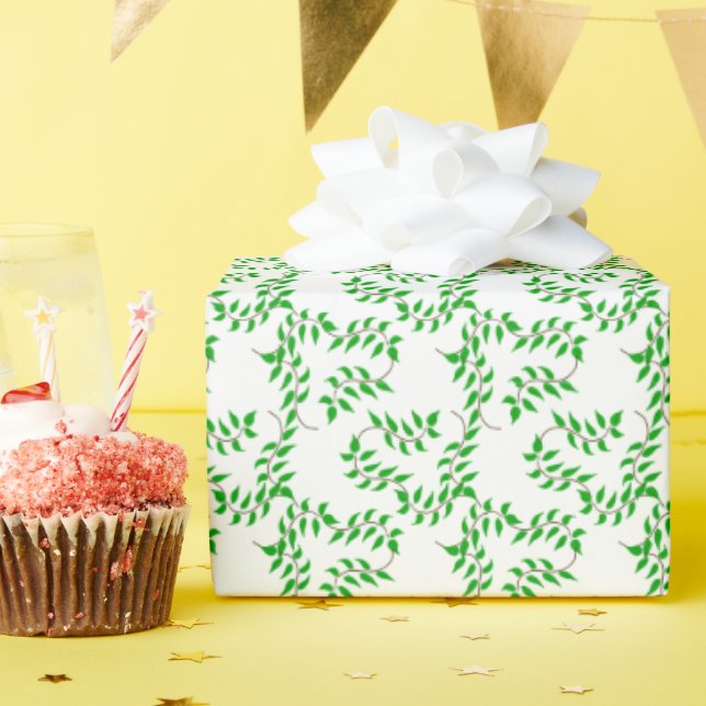 Green vines on white geschenkpapier (Geburtstagsparty)