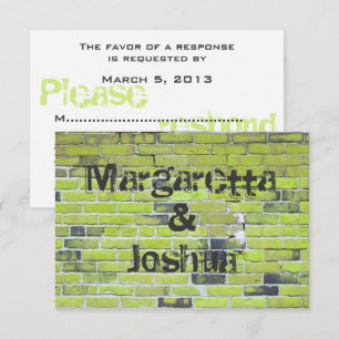 Green Vintag Brick Wall Wedding Einladung UAWG