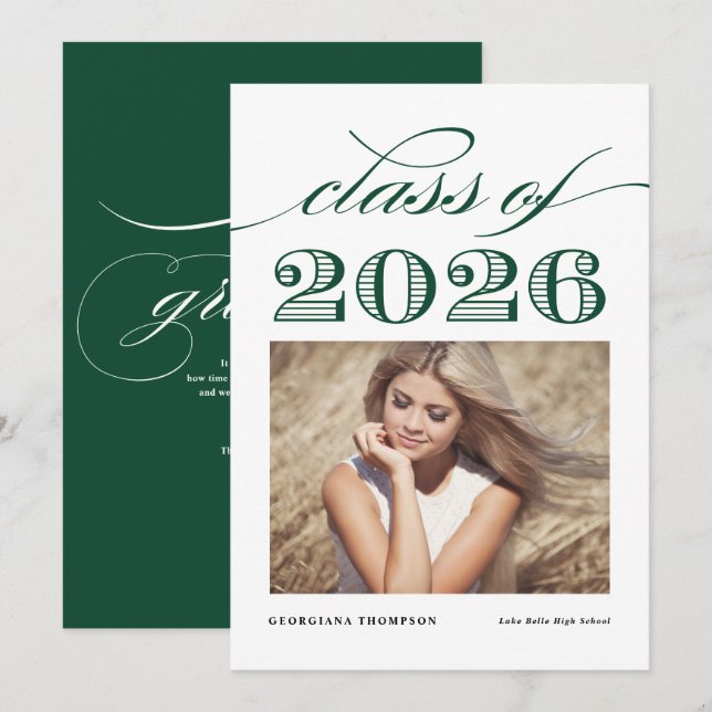 Green Vintag Class 2025 Foto Abschluss Ankündigung (Vorne/Hinten)