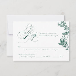 Green Vintag Floral Wedding Suite RSVP Card