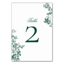 Green Vintag Floral Wedding Suite Tischnummern