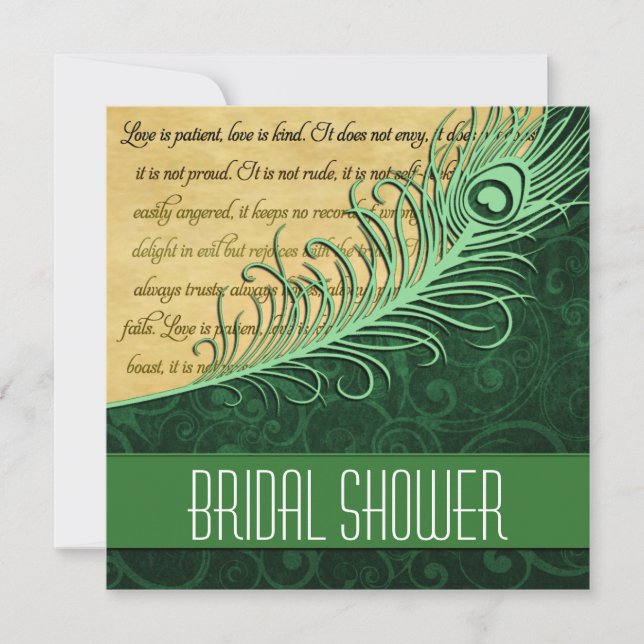 Green Vintag Peacock Bridal - Einladungen (Vorderseite)