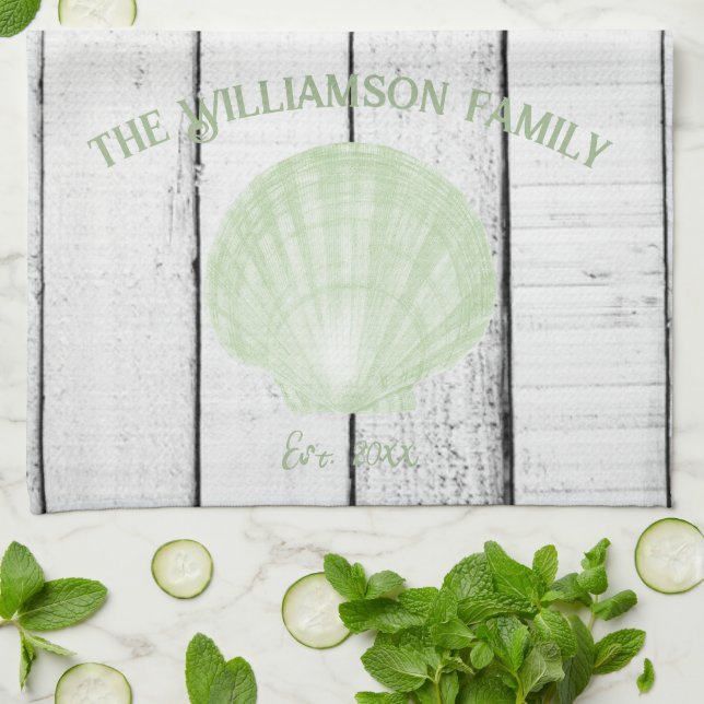 Green Vintag Scallop Muschel Küchentücher (Gefaltet)