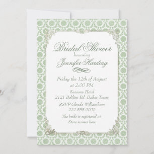 Green Vintag Shabby Bridal Tee Party Einladung