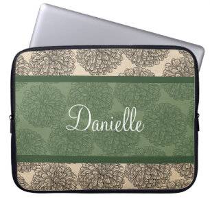 Green Vintag Zinnia Laptop Sleeve