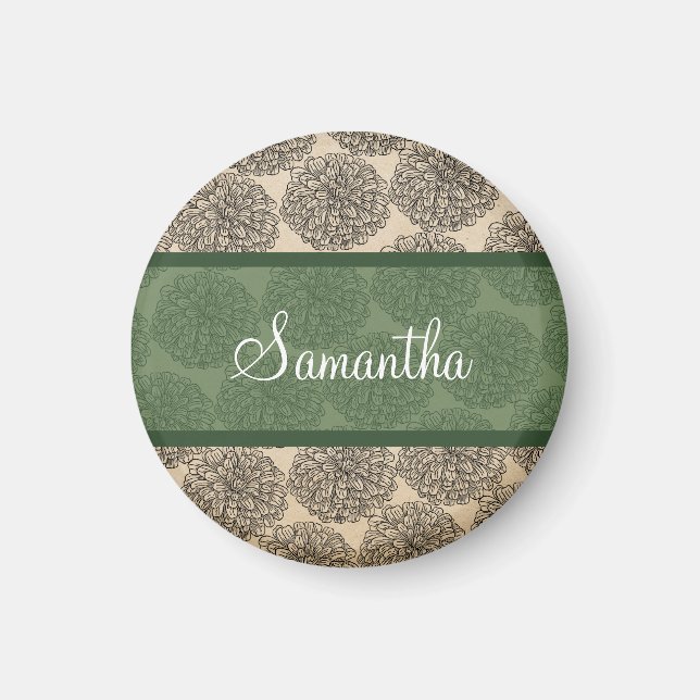 Green Vintag Zinnia Magnet (Vorne)