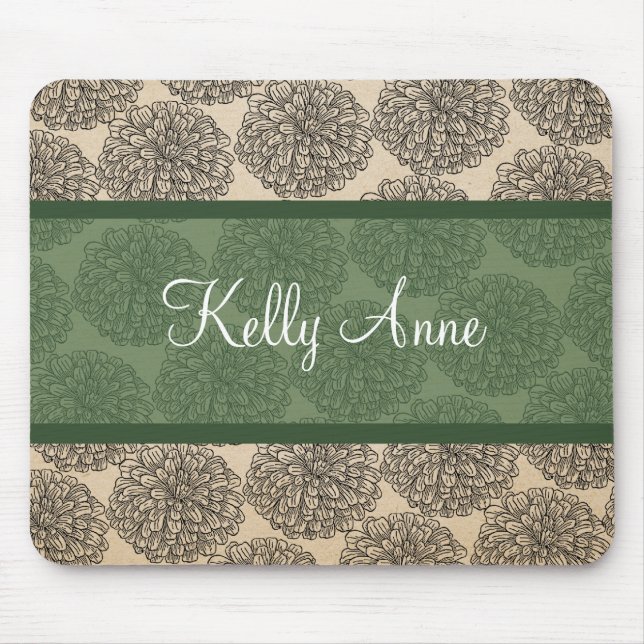 Green Vintag Zinnia Mousepad (Vorne)