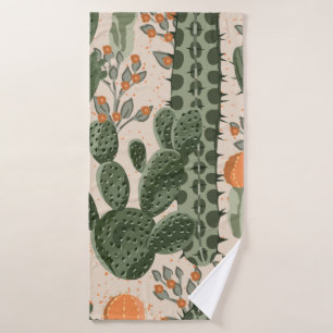 Green vintage succulent cactus and orange flowers