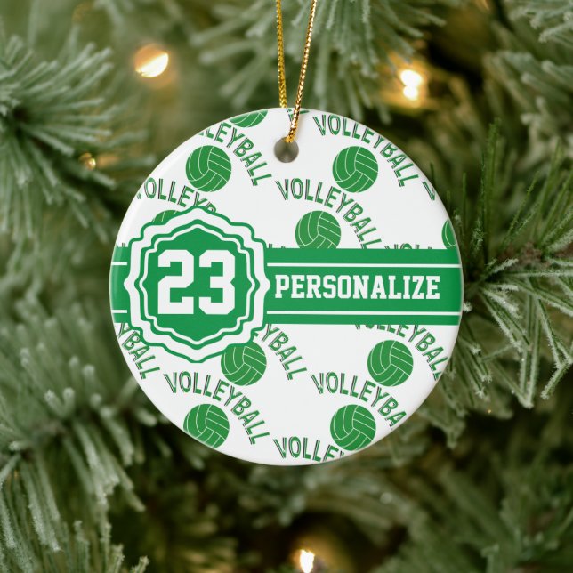 Green Volleyball | DIY Name and number Keramik Ornament (Baum)