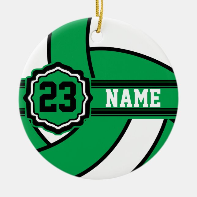 Green Volleyball | DIY Name and number Keramikornament (Vorne)