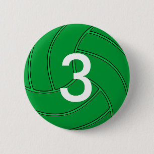 Green Volleyball Jersey Number or Initial Button