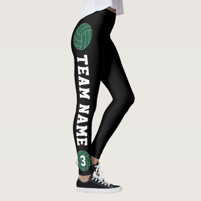 Green Volleyball - Name des Teams und Spielernumme Leggings (Rechts)