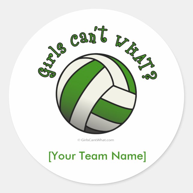 Green Volleyball Runder Aufkleber (Vorderseite)