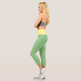 Green w Yellow Fun Combo Capri Leggings