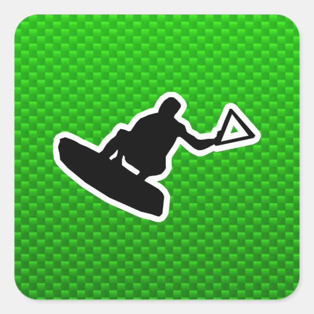 Green Wakeboarder Quadratischer Aufkleber (Vorderseite)