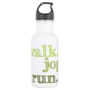 GREEN WALK JOG RUN (Schriftart SCHATTEN) Edelstahlflasche