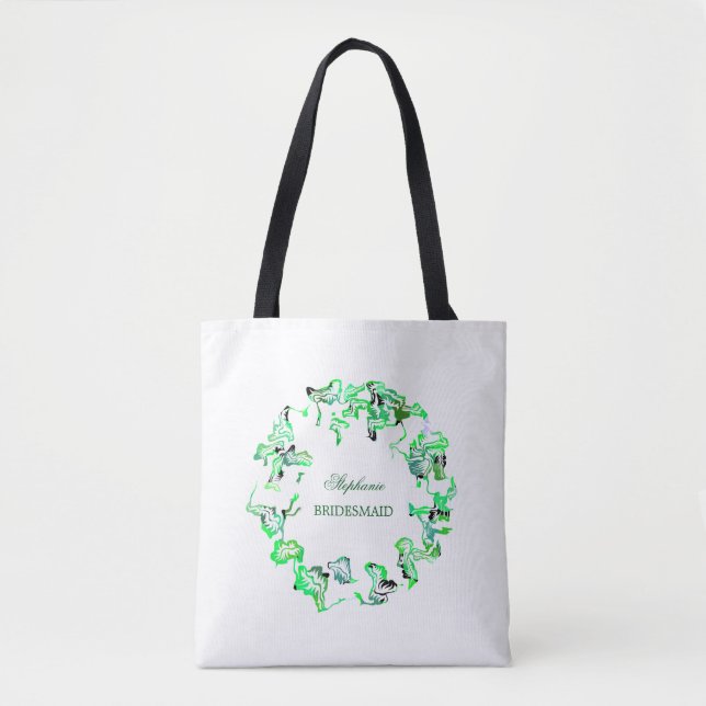 Green Wappen Individuelle Name Weddings Bridesmaid Tasche (Vorderseite)