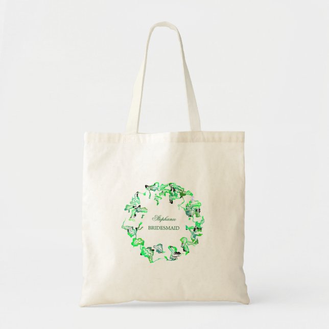 Green Wappen Individuelle Name Weddings Bridesmaid Tragetasche (Vorne)