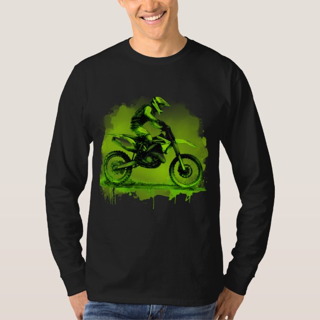 Green Water Color Dirt Bike T-Shirt (Vorderseite)