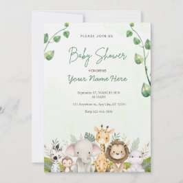 Green Watercolor Baby Shower Einladungen Junge