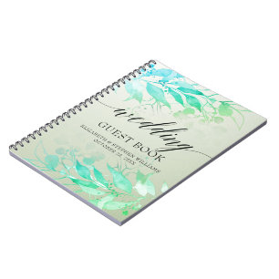 Green Watercolor Blätter Blume Hochzeitsbuch Notizblock