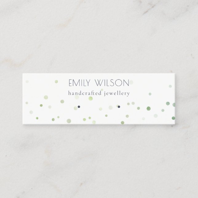 Green Watercolor Confetti Stud Earring Display Mini Visitenkarte (Vorderseite)