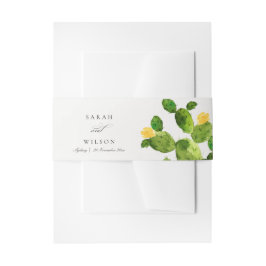 GREEN WATERCOLOR DESERT CACTUS BLUME MONOGRAMM EINLADUNGSBANDEROLE