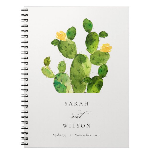 GREEN WATERCOLOR DESERT CACTUS BLUME WEDD NOTIZBLOCK (Vorderseite)