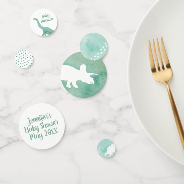 Green Watercolor Dinosaur Babydusche Konfetti (Gruppe)