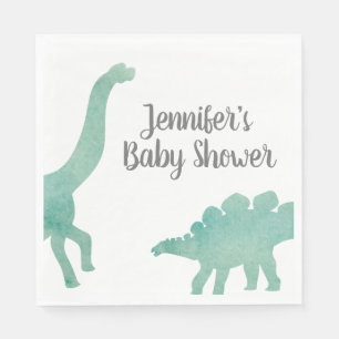 Green Watercolor Dinosaur Babydusche Serviette