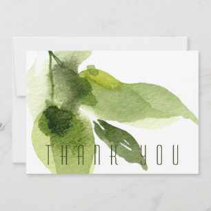 Green Watercolor Foliage Beerdigung Danke