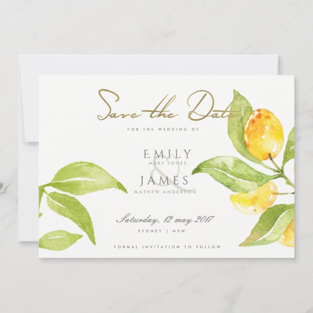 GREEN WATERCOLOR FOLIAGE OLIVE SAVE THE DATE (Vorderseite)